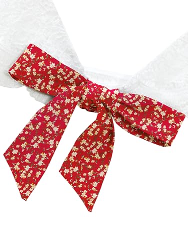 LYANER Women's 2 Piece Outfits Summer Lace Halter Cami Crop Top with Floral Mini Skirt Set3