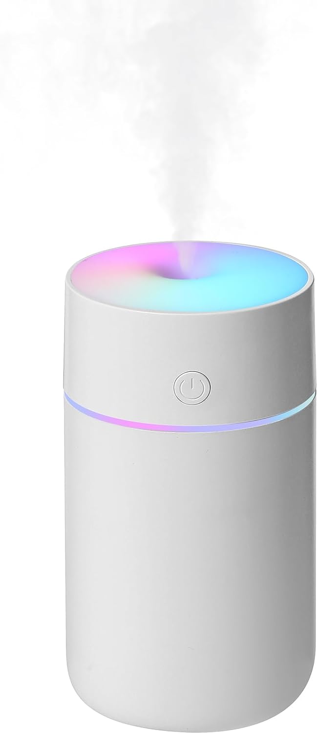 HODEMI Mini humidificador portátil  Recarga pequeño escritorio personal humidificador de aire de niebla fría con luz de ambiente colorido ajustable