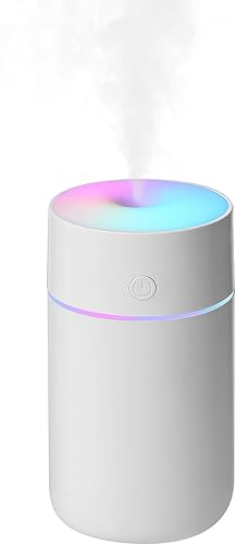 HODEMI Mini humidificador portátil  Recarga pequeño escritorio personal humidificador de aire de niebla fría con luz de ambiente colorido ajustable