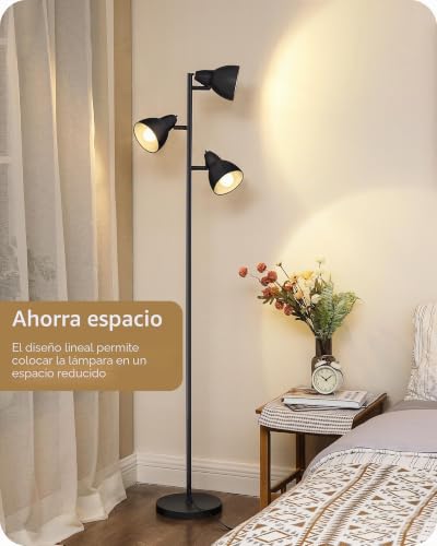 EDISHINE Lámpara de Pie Vintage con 3 interruptores para sala de estar 3