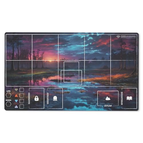 Sorcery Contested Realm Playmat Fantasy Bog 24x14 Card Game Mat Accessory with Grid & Zones (Stitched Edges)