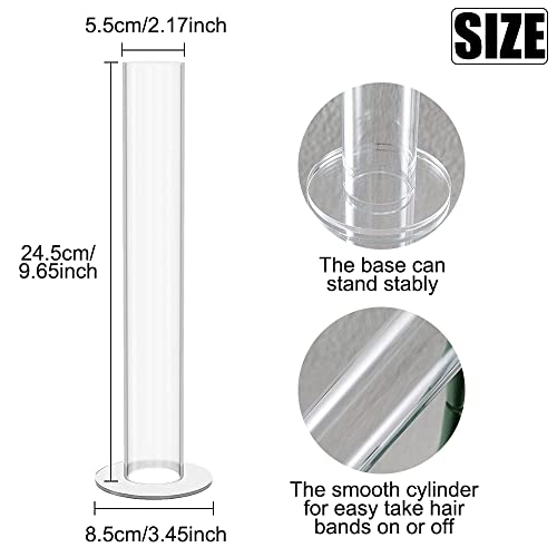 2 Piece Acrylic Scrunchie Holder, Clear Hair Tie Organiser Stand, Bracelet Stand, Cute Room Decor for Jewelry Bracelet Headband Accessories Display Tower Teen Girl Gifts (2)