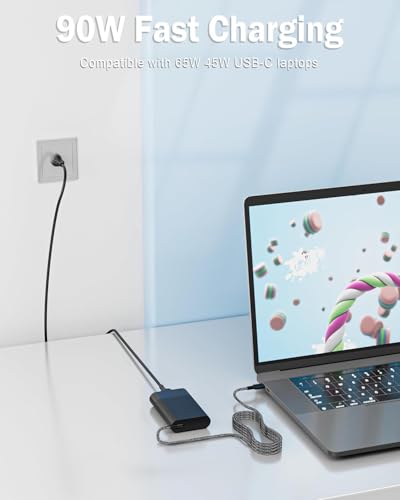 Image of 90W watt USB Type C(USB-C) AC Power Adapter Include Power Cord for Dell XPS 13,Precision 3540,Latitude 3400,3500, 5289,5300 2in1,7400 2in1,7300, 7390 2in1, 7200 2in1,5400,0TDK33 (DE 90W Type-C)