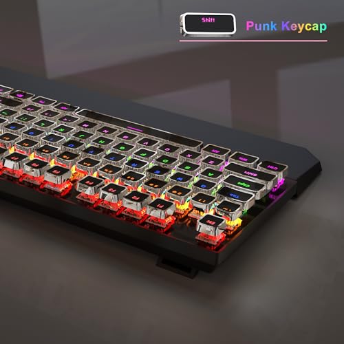 Image of MageGee Typewriter Mechanical Gaming Keyboard, Retro Punk Square Keycap with RGB Rainbow Backlit USB Wired Keyboards for Game and Office, for Windows Laptop PC Mac - Blue Switches /Black
