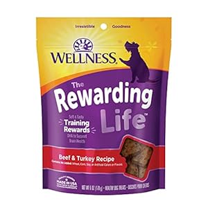 Wellness Rewarding Life Grain-Free Soft Dog Treats, Made in USA with Healthy Ingredients, Ideal for Training (Beef & Turkey Recipe, 6-Ounce Bag)