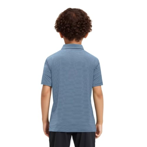 Image of Mens Golf Shirt Moisture Wicking Dry Fit Performance Sport Short Sleeve Striped Golf Polo Shirts for Men