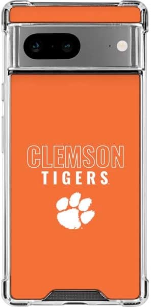 Skinit Clear Phone Case Compatible with Google Pixel 7a - Officially Licensed Clemson University Tiger Print Design