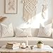 YCOLL Boho Throw Pillow Covers 18x18 Set of 2 Neutral Woven Decorative Pillowcases Cotton Tufted Couch Pillows Modern Farmhouse Accent Cushion Covers for Sofa Couch Bed Living Room Home Decor, Gray