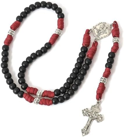 Nazareth Store St Michael Paracord Rosary Beads Rugged Rosary Necklace Strong Corded Catholic Pardon Crucifix - Image 4