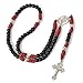 Nazareth Store Black Beads Red Paracord Rosary Rugged Beaded Necklace Strong Cord St.Michael Medal Pardon Cross