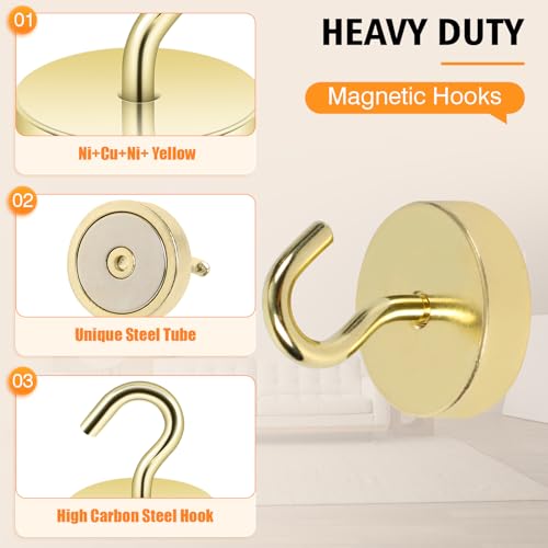 Image of Neosmuk Magnetic Hooks Steel Tube Design for Cruise,80lb+ Gold,10 Pack