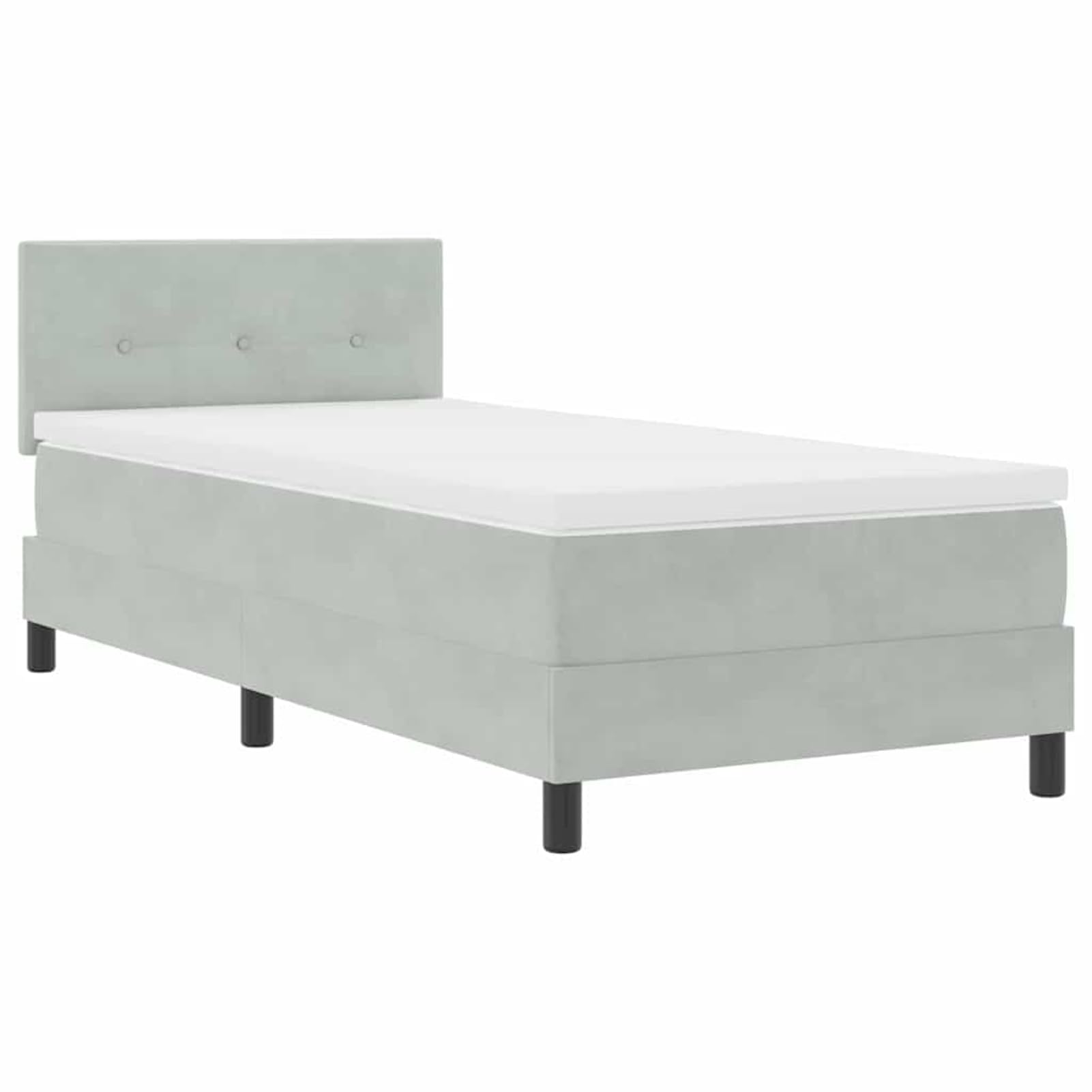 ATOMSTACK MAKER Cama con somier de 90 x 200 cm, color gris claro con cabecero ajustable y colchón de muelles ensacados – Moderna cama de terciopelo para dormitorio, lectura y relajación