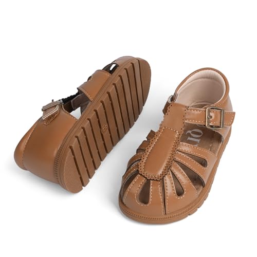 Image of QIY Toddler Girl Sandals Little Kids Summer Dress Shoes Open Toe Flats Princess Sandals for School Beach Party