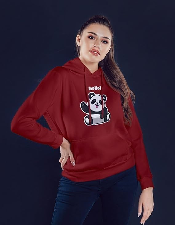 Image of Women's Printed Fleece Hoodie Sweatshirt | Soft Warm Winter Hooded Top for Women & Girls