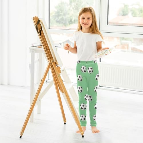 ALAZA Girls' Leggings Children's Yoga Pants Skinny Printed Dance Green Football Comfortable 4T4