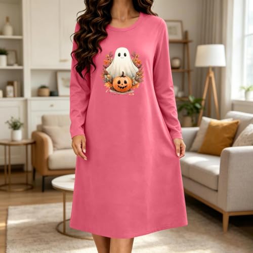 fartey Halloween Dress for Women Long Sleeve Ghost Nightgown Sleep Dress - image 2