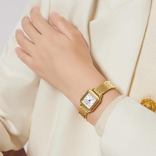 VICTORIA HYDE Dameshorloges met tweekleurige roestvrij stalen armband kalender horloge voor dames mode goud zilver polshorloge dameshorloge, zwart, armband