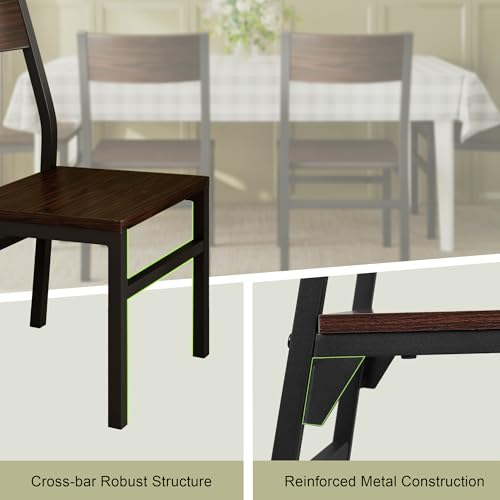 Image of Feonase Dining Chairs Set of 6, Modern Kitchen Chairs with Ergonomic Backrest, MDF Board and Metal Legs, Dinner Chairs for Dining Room, Kitchen and Living Room, Espresso