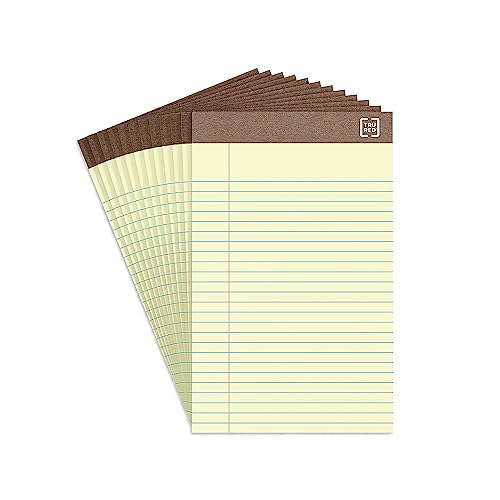 STAPLES 815590 100% Recycled Narrow Ruled Perforated Notepads Canary 5-Inch X 8-Inch 12/Pk