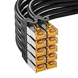iwillink 10x 0,25M Patchkabel CAT 7, Lan Kabel CAT 7 Kurz(10Gbps, S/FTP PIMF Schirmung, Kupfer), Kompatibel mit CAT7 CAT6a CAT6 Patchpanel/DSL Switch/Router/Modem - Schwarz