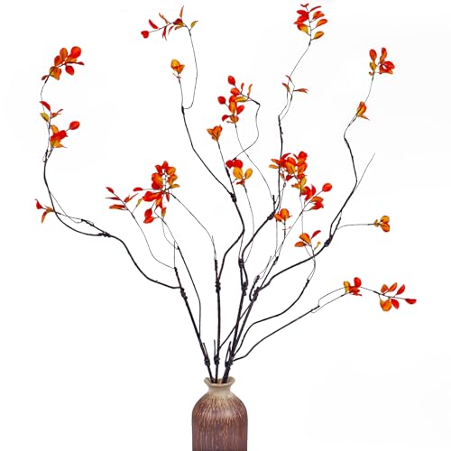 Solivya 4 Pcs Fall Artificial Ficus Branches, 37' Faux Eucalyptus...