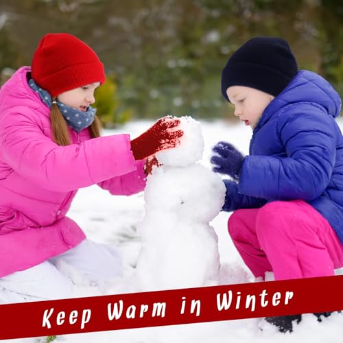 Image of Xtinmee 60 Pcs Kids Beanie and Gloves Winter Set Knit Hat and Gloves Bulk for Boys Girls Children Cold Weather Homeless Shelters Supplies, Multicolor