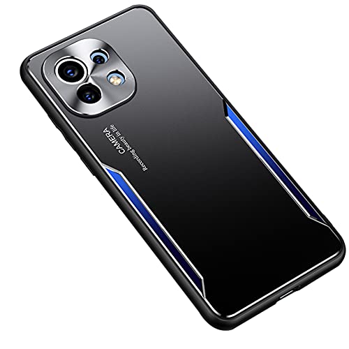 ESTH® Custodia per Xiaomi Mi 11 Cover in Alluminio & Silicone [Design Meccanica Durevole] Protezione da Cadute e Urti, Cover per Xiaomi Mi 11, Blu