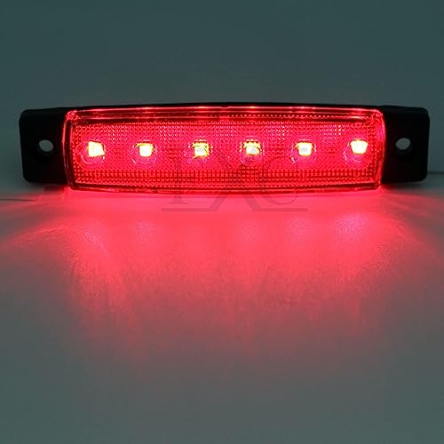 FXC Smoked 6 LED Clearence Light Front Rear Side Marker Indicators Light for Truck Car Bus Trailer Van Caravan Boat, Taillight Brake Stop Lamp 12V (5x Amber + 5x Red)