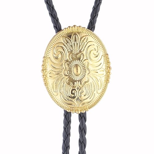 Image of GelConnie Floral Bolo Tie for Men Womens Bolo Tie Necklace Native American Black Men's Bolo Ties Western Cowboy Bolero Ties