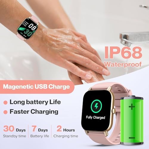 Smart Watch, Fitness Tracker with Dail Calls Speaker, 1.85" TFT-Touch Screen IP68 Waterproof Smartwatch, 112 Sport Modes Activity Tracker with Heart Rate Monitor, Pedometer Watch for Women Men, Pink 7 41rcjLtQpDL. AC