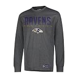 Ultra Game NFL Official Adults Super Soft Game Day Long Sleeve T-Shirt - Unisex, Baltimore Ravens, Heather Charcoal, Medium