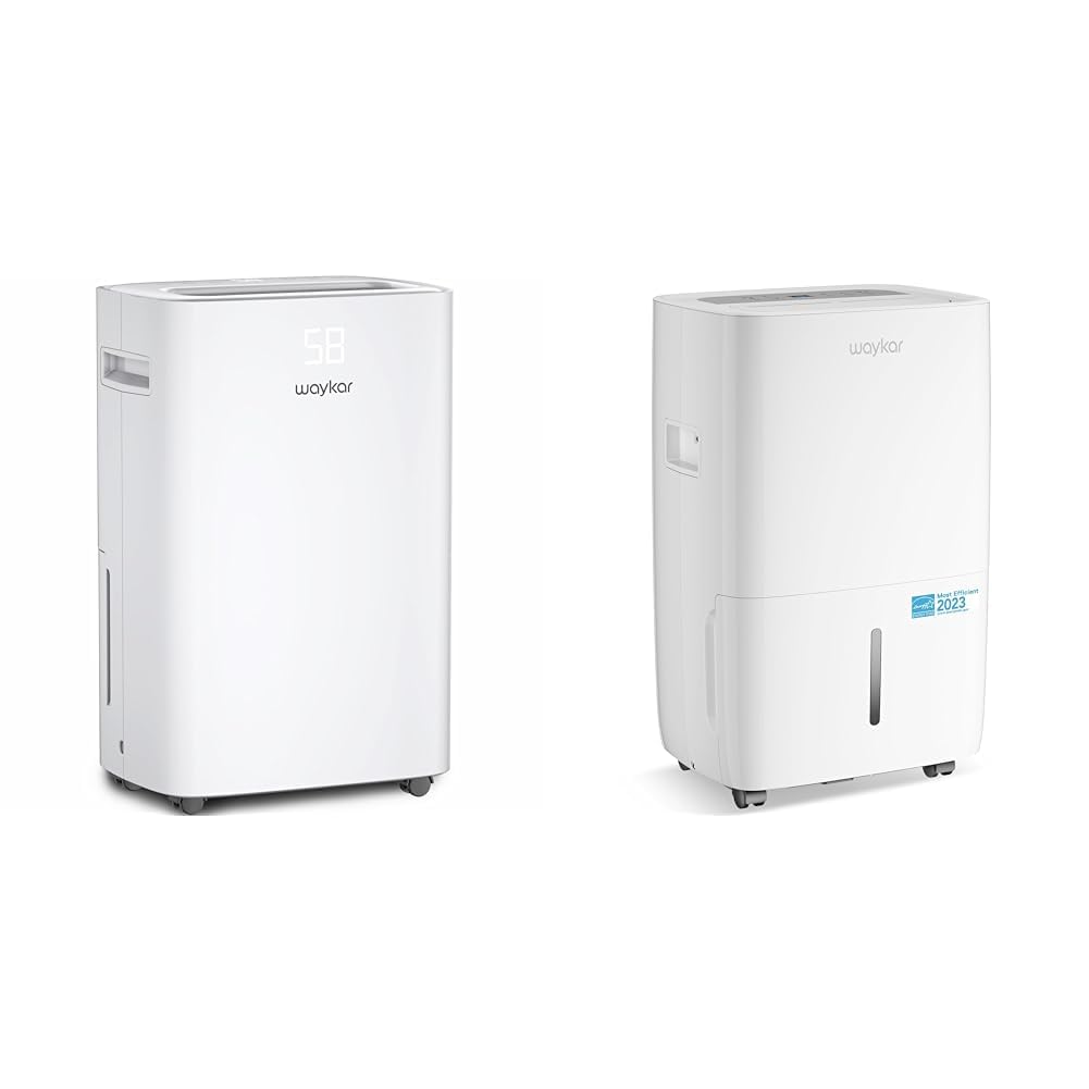 Waykar 50 & 80 Pint Dehumidifiers for Home and Basements up to 5,000 Sq Ft with Drain Hose and Intelligent Humidity Control