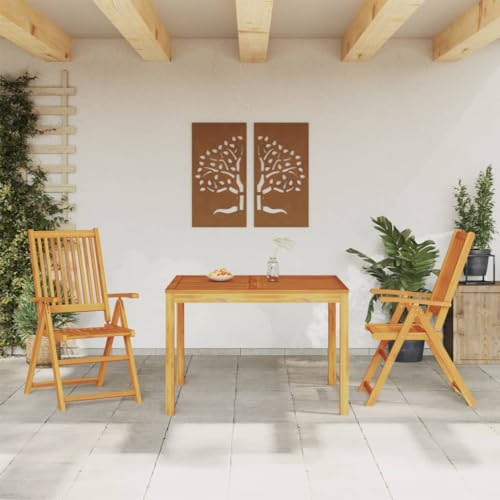 Salon de jardin en bois massif chaises pliantes et table carrée de salle à manger - 2