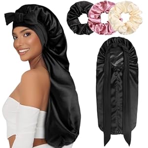 Heniho 045B Seidenhaube mit Zöpfen Schwarz