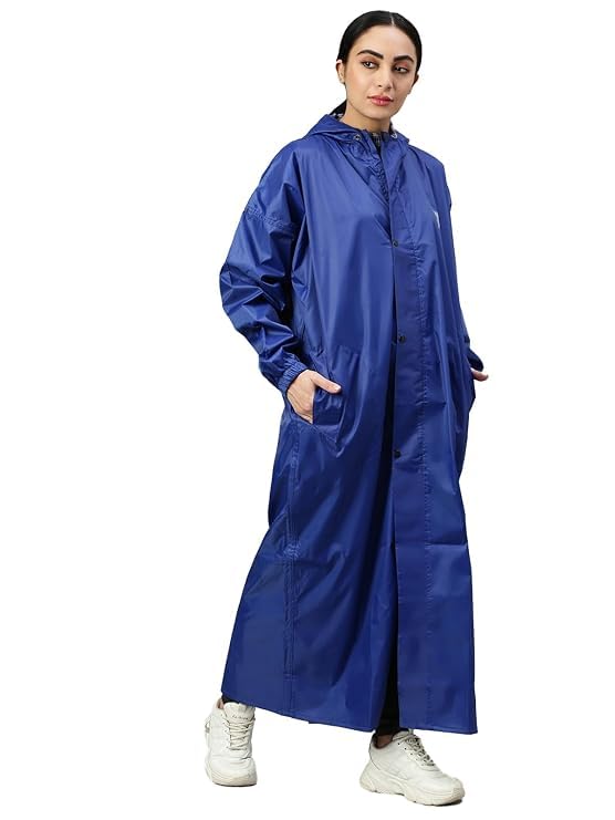 Viva Impex Women's Polyester Waterproof Reversible Raincoat | Adjustable Hood & Zipper | Long Sleeve Monsoon Rain Wear | Random Colour | Universal Size-image-1