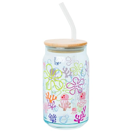 Image of Silver Buffalo Spongebob Squarepants Under the Sea, Glass Tumbler, 16oz