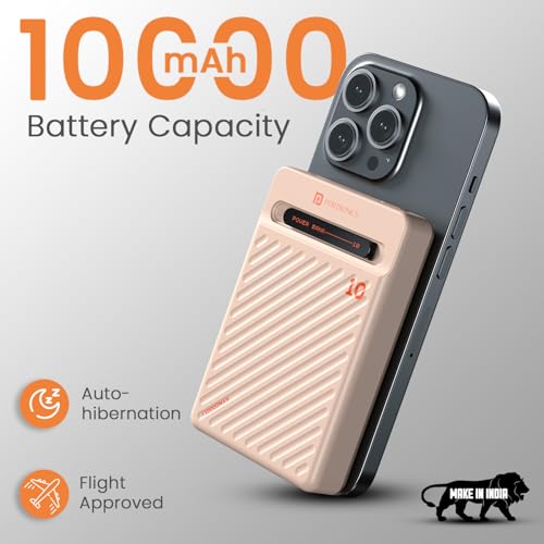 Image of Portronics Chyro 10000mAh Magnetic Wireless Fast Charging Powerbank with MagSafe Mobile Stand,in-Built Type C Cable,20W Max Output for iPhone 12 & Above, Android & Other Qi Enabled Devices(Mocha)