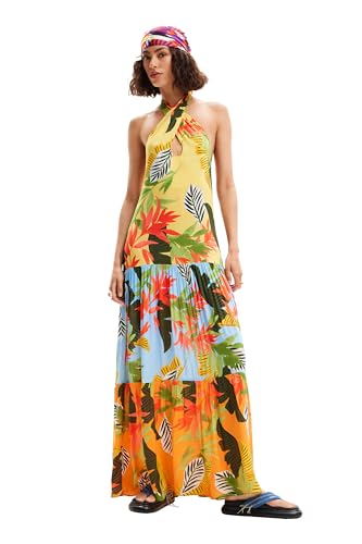 desigual boho dress Desigual Women's Tropical Halter Neck Maxi Dress at Amazon Women's Clothing  store