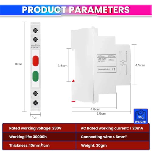 Image of amiciSense 2-Phase Indicator with Red & Green LED Lights - Only 1 cm Wide Reliable Phase Detection for 230V Systems