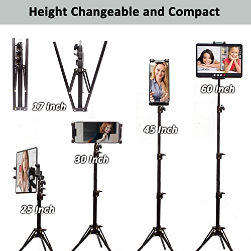 Tablet Floor Tripod, Cell Phone Floor Stand, Ipad Holder Stand With Adjustable Height And 360° Rotating Tripod Ipad Mount For Ipad Mini Pro 12.9/9.7/11, Air, Iphone, 4.7-13" Tablet Cell Phones #TOP1