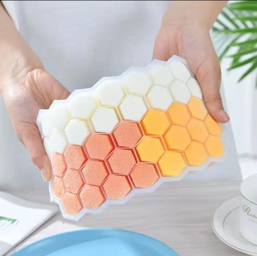 Image of 6 Pack Silicone Ice Cube Trays with Lids Easy-Release Hexagon Ice Maker for Freezer, Reusable Food-Grade Ice Molds for Cocktail Bar, Whiskey, Iced Coffee & Home Kitchen, BUYERZONE (Multi Color)