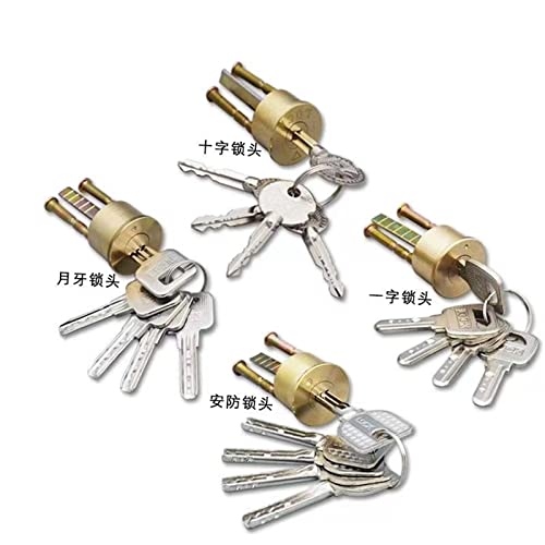 Noyau de serrure de porte extérieure en cuivre 35-45mm avec clé croissant - 7