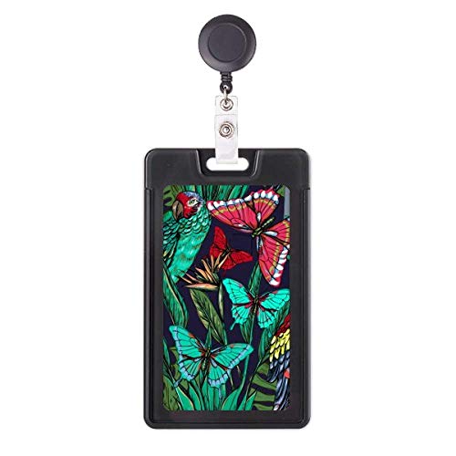 Porte-badge rétractable fleur et oiseau avec enrouleur robuste