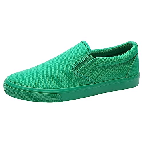 Jamron Hombre Color Sólido Slip On Zapatos de Lona Zapatillas Casual Sneakers Plimsolls Verde SN0706142 EU41.5
