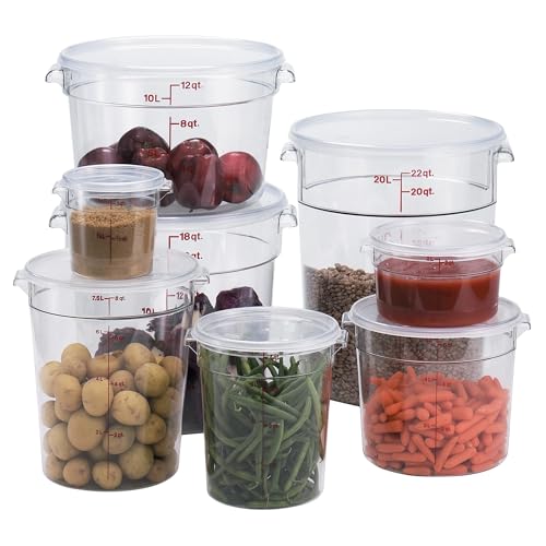 Image of Cambro RFSCW8135 9-15 /16 inch Top Diameter x 10-7 /8 inch Height, Camwear Clear Polycarbonate Round Food Storage Container (Cover Sold Separately), 8 Quart