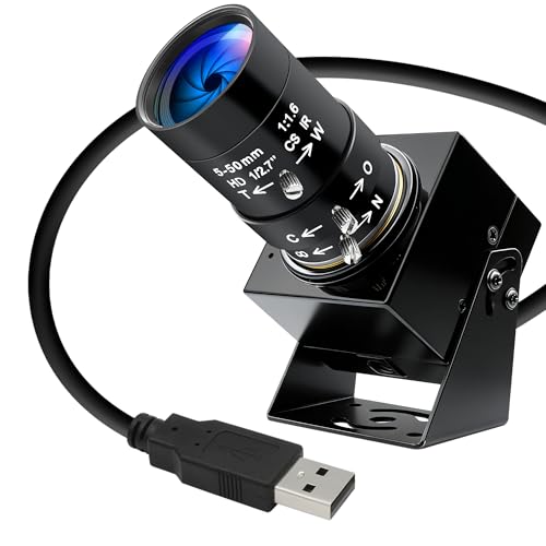 IFWATER Cámara USB de alta velocidad 1080P @30fps 720P @60fps 480P @120fps Lente de zoom manual 10X, UVC Plug and Play Cámara web de seguridad para quemadura de luz, grabado láser, impresora 3D