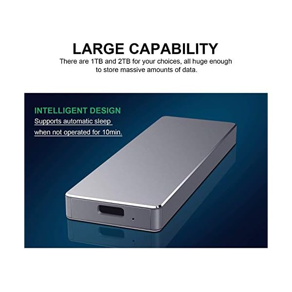 Externe Festplatte, 2 TB, tragbar, Typ C, USB 2.0, für Mac / Laptop / PC (2 TB, blau) – Bild 4