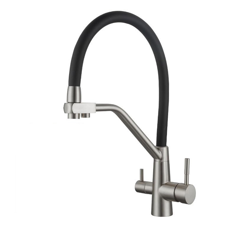 Robinet de cuisine 3 voies MOCHAMIK mitigeur évier moderne en acier brossé