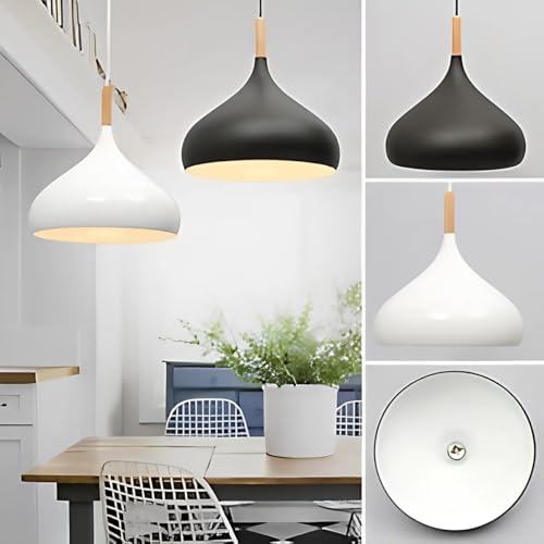 Image of twixle Aluminium Ceiling Light, Circular Shape Hanging Light for Dining Table, Living Room, Bedroom, Restaurant, Office, Cafe, White Pendant Lamp (White Pendant) (Pack of 1) (with Bulb)
