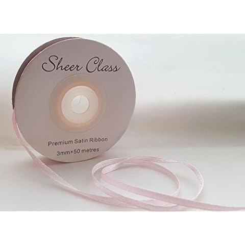 single roll of Baby Pink Double faced Satin Ribbon 3mm, 10mm, 16mm, 25mm widths (3mm x 50M) Cover